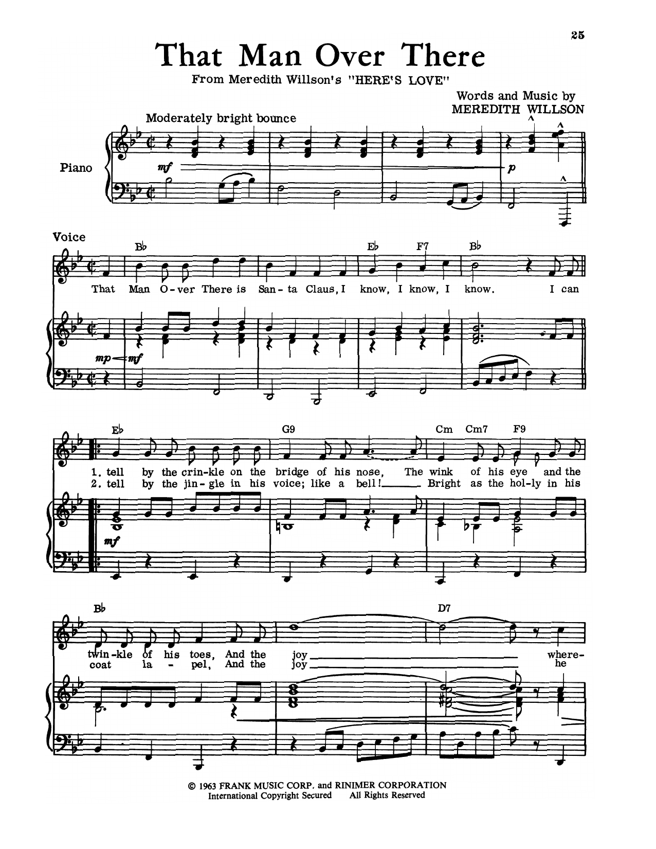 Meredith Willson That Man Over There (from Here's Love) Sheet Music Notes & Chords for Piano & Vocal - Download or Print PDF