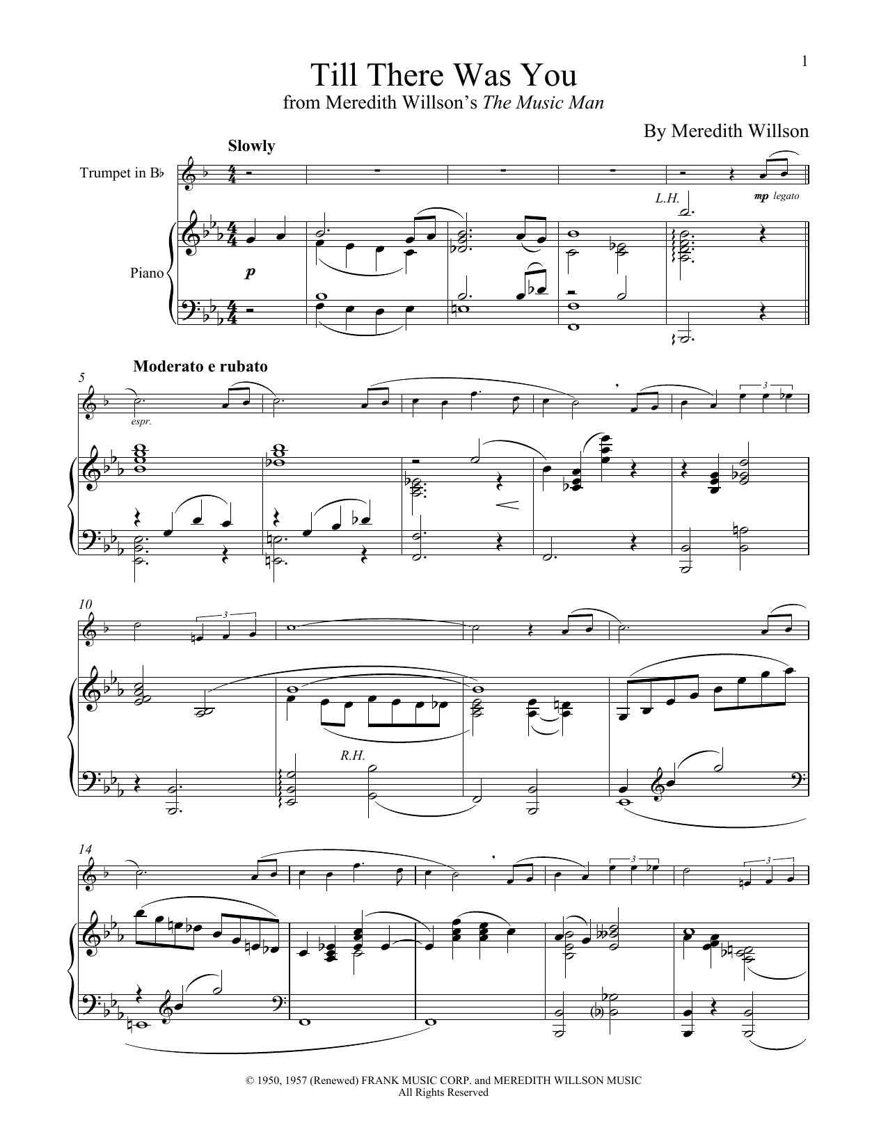 Meredith Willson Till There Was You (from The Music Man) Sheet Music Notes & Chords for Violin Duet - Download or Print PDF