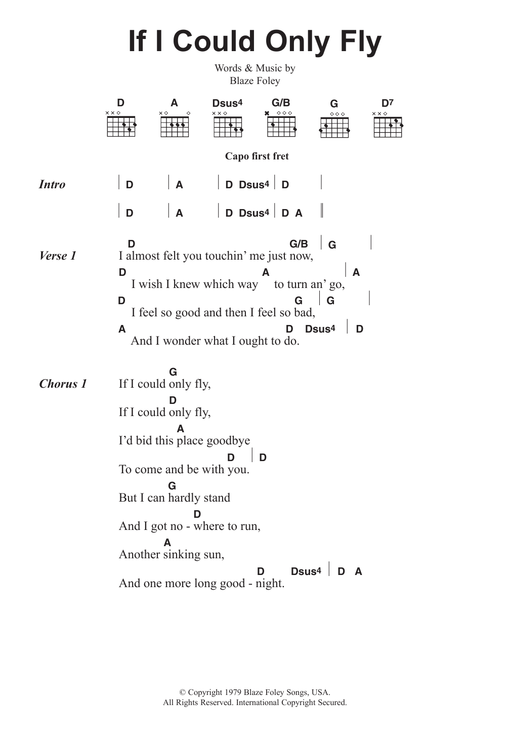 Merle Haggard If I Could Only Fly Sheet Music Notes & Chords for Lyrics & Chords - Download or Print PDF