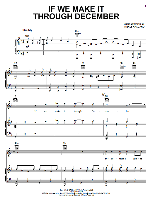 Merle Haggard If We Make It Through December Sheet Music Notes & Chords for Lyrics & Chords - Download or Print PDF