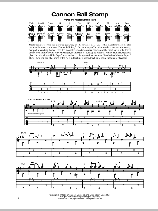 Merle Travis Cannon Ball Stomp Sheet Music Notes & Chords for Guitar Tab - Download or Print PDF