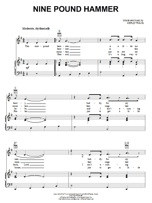 Merle Travis Nine Pound Hammer Sheet Music Notes & Chords for Guitar Lead Sheet - Download or Print PDF
