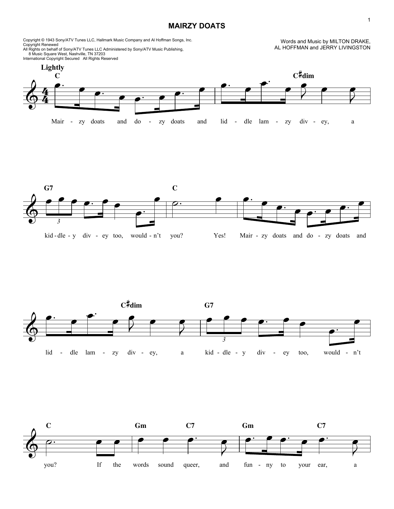 Merry Macs Mairzy Doats Sheet Music Notes & Chords for Ukulele - Download or Print PDF