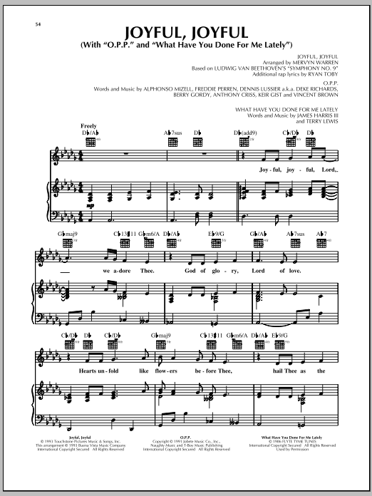 Mervyn Warren Joyful, Joyful Sheet Music Notes & Chords for Piano, Vocal & Guitar (Right-Hand Melody) - Download or Print PDF