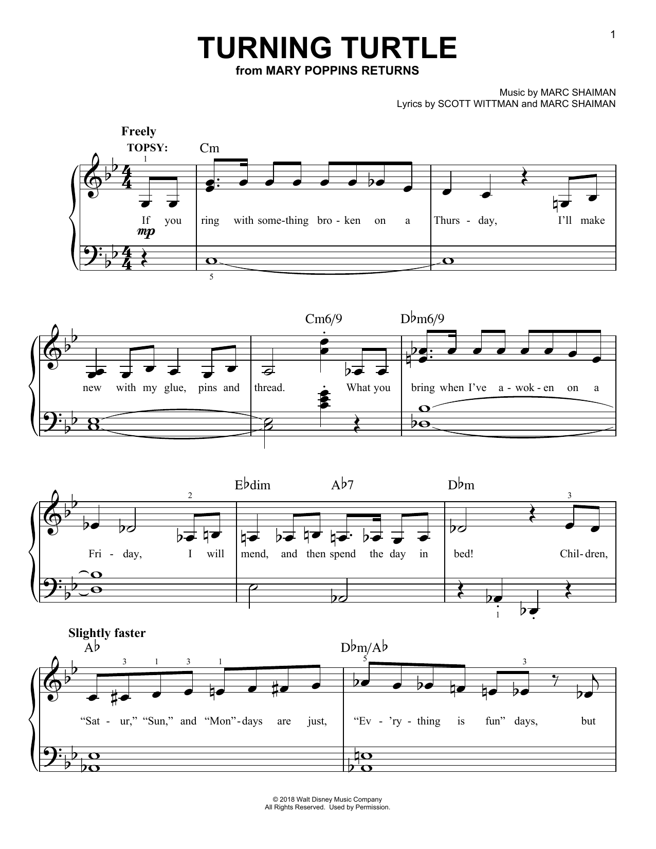 Meryl Streep & Company Turning Turtle (from Mary Poppins Returns) Sheet Music Notes & Chords for Trumpet Solo - Download or Print PDF