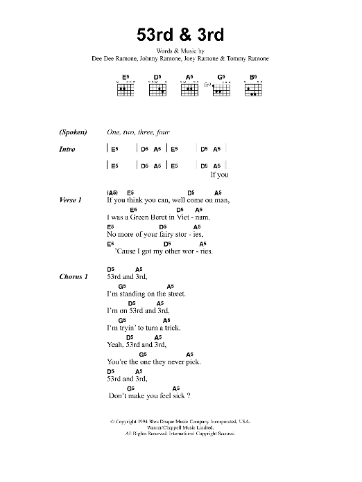 Metallica 53rd And 3rd Sheet Music Notes & Chords for Lyrics & Chords - Download or Print PDF