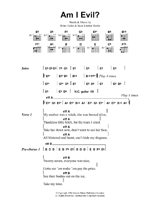 Metallica Am I Evil? Sheet Music Notes & Chords for Guitar Tab Play-Along - Download or Print PDF