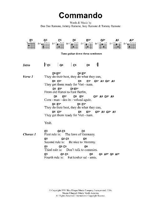 Metallica Commando Sheet Music Notes & Chords for Lyrics & Chords - Download or Print PDF