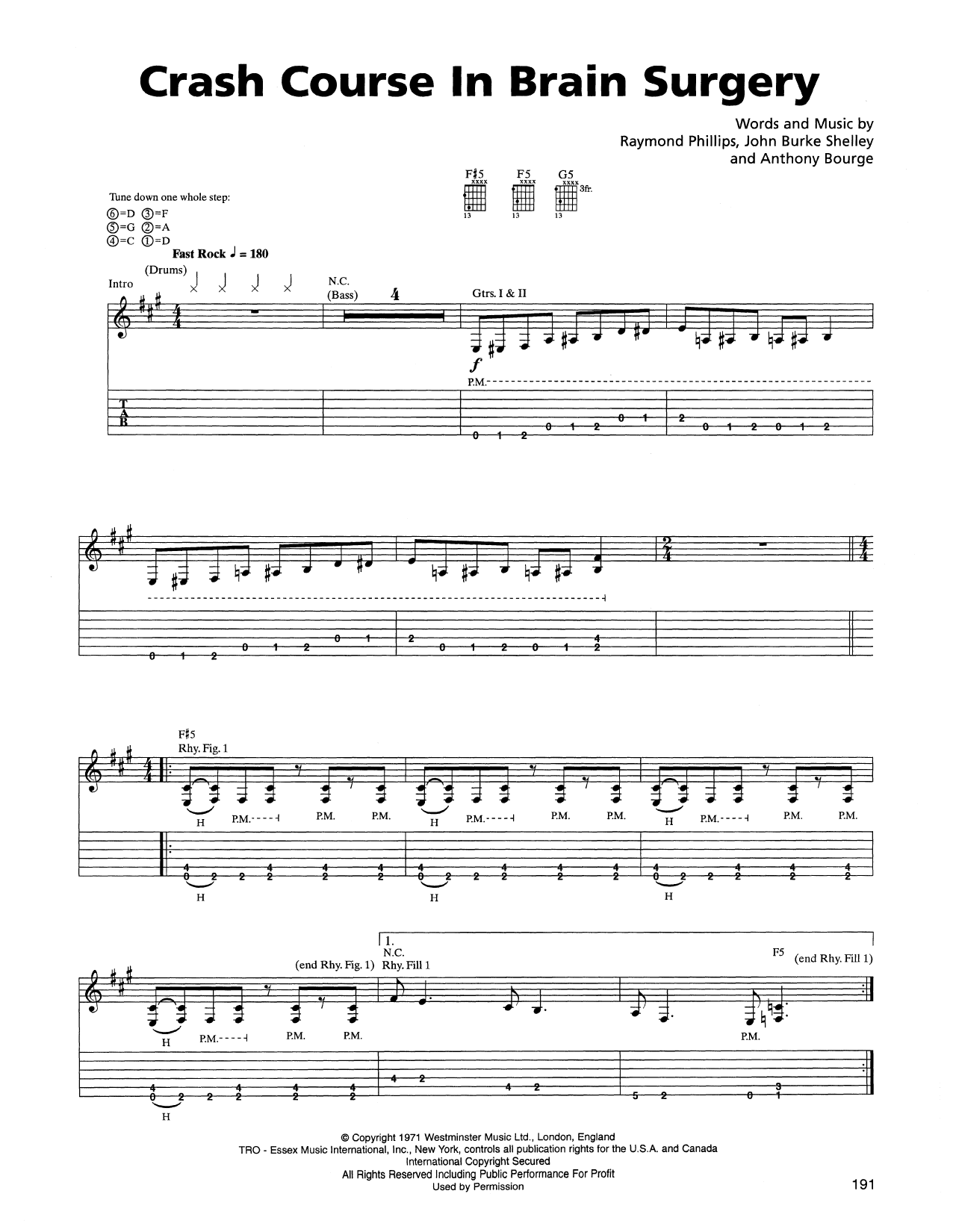 Metallica Crash Course In Brain Surgery Sheet Music Notes & Chords for Bass Guitar Tab - Download or Print PDF