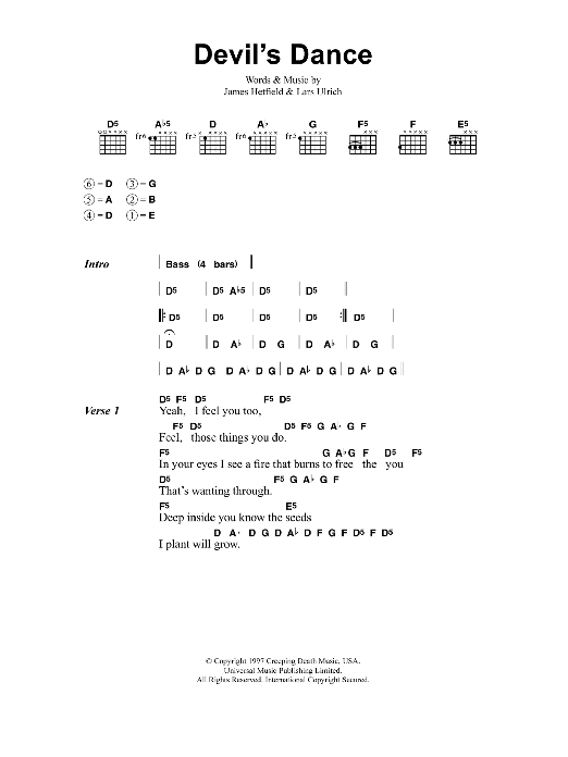 Metallica Devil's Dance Sheet Music Notes & Chords for Bass Guitar Tab - Download or Print PDF