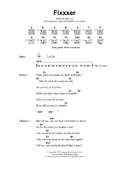 Metallica Fixxxer Sheet Music Notes & Chords for Bass Guitar Tab - Download or Print PDF