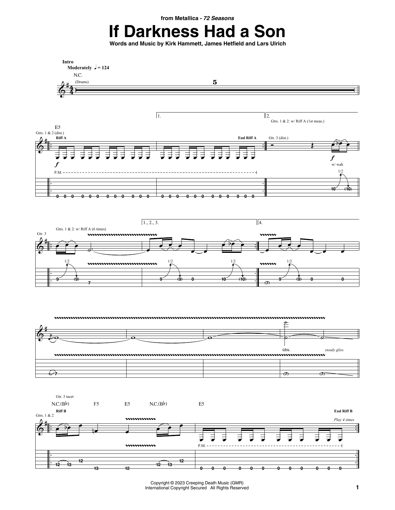Metallica If Darkness Had A Son Sheet Music Notes & Chords for Guitar Tab - Download or Print PDF