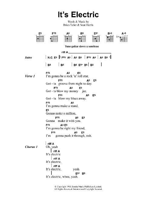 Metallica It's Electric Sheet Music Notes & Chords for Lyrics & Chords - Download or Print PDF