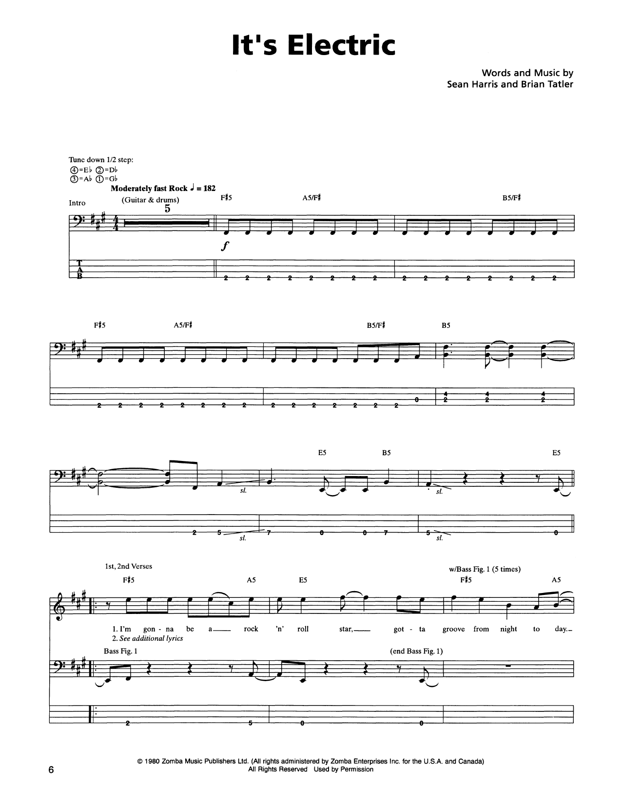 Metallica It's Electric Sheet Music Notes & Chords for Lyrics & Chords - Download or Print PDF