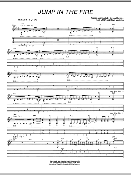 Metallica Jump In The Fire Sheet Music Notes & Chords for Bass Guitar Tab - Download or Print PDF