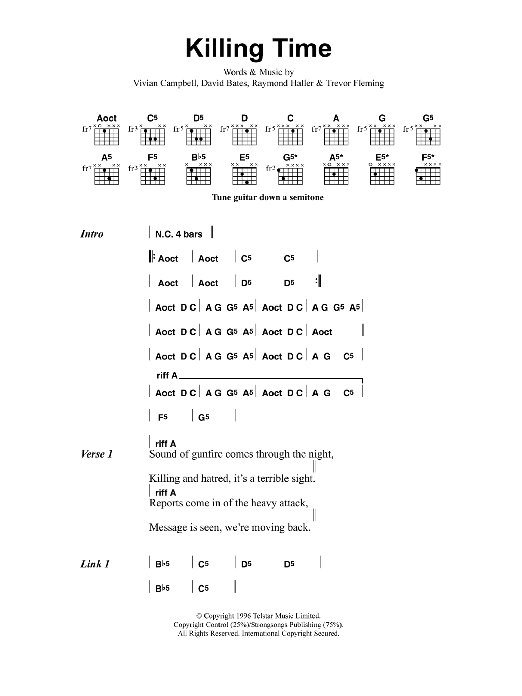 Metallica Killing Time Sheet Music Notes & Chords for Lyrics & Chords - Download or Print PDF