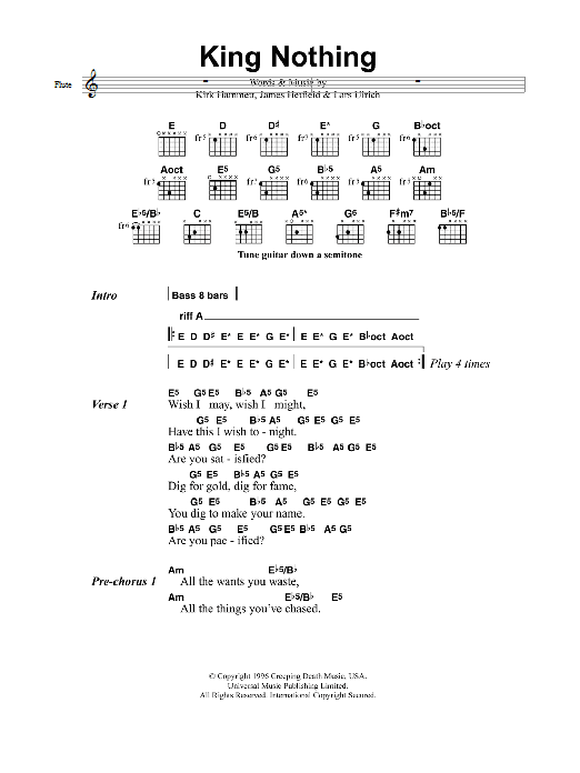 Metallica King Nothing Sheet Music Notes & Chords for Ukulele - Download or Print PDF