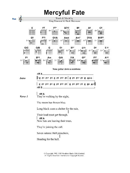 Metallica Mercyful Fate Sheet Music Notes & Chords for Lyrics & Chords - Download or Print PDF