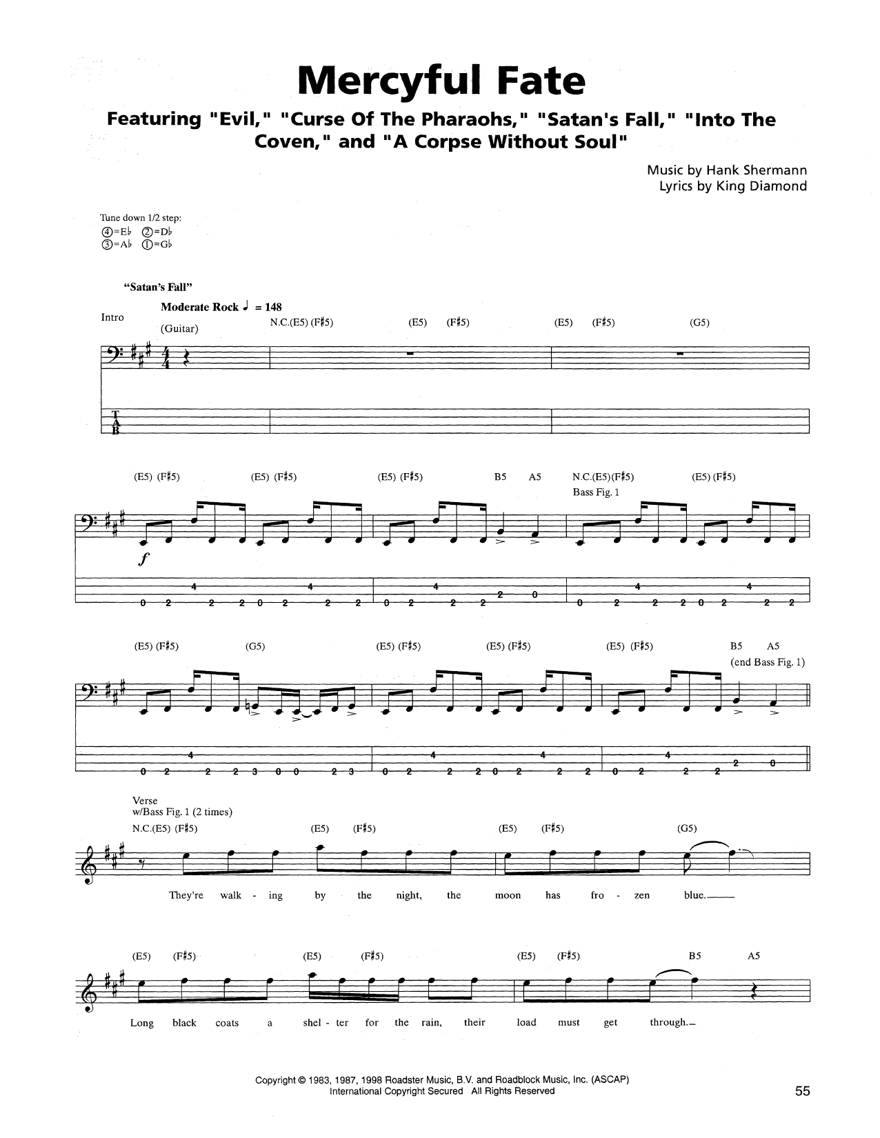 Metallica Mercyful Fate Sheet Music Notes & Chords for Bass Guitar Tab - Download or Print PDF