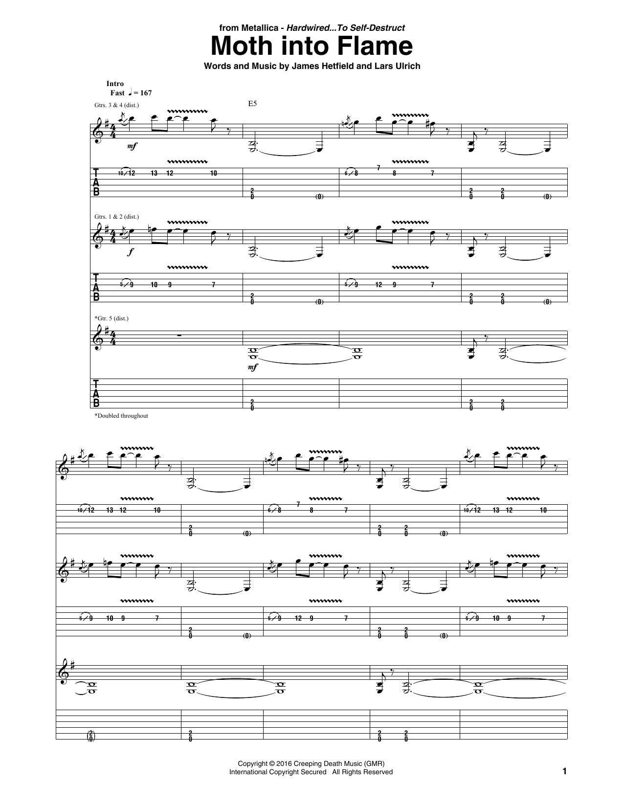 Metallica Moth Into Flame Sheet Music Notes & Chords for Drums Transcription - Download or Print PDF