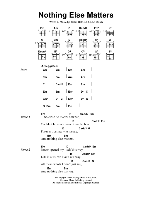 Metallica Nothing Else Matters Sheet Music Notes & Chords for Ukulele - Download or Print PDF