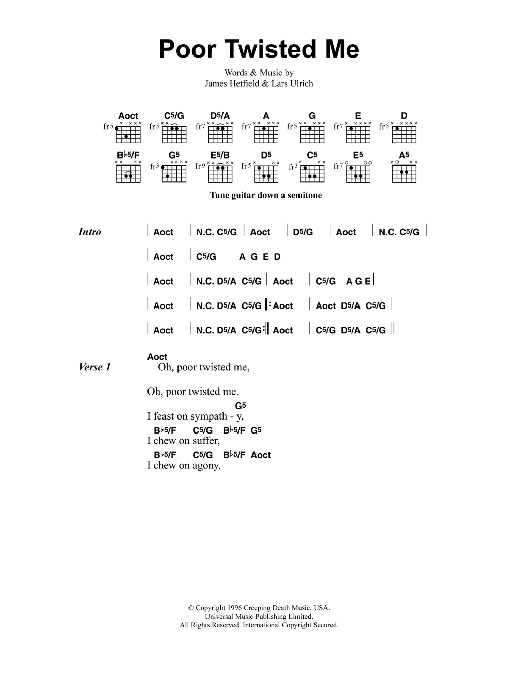 Metallica Poor Twisted Me Sheet Music Notes & Chords for Bass Guitar Tab - Download or Print PDF