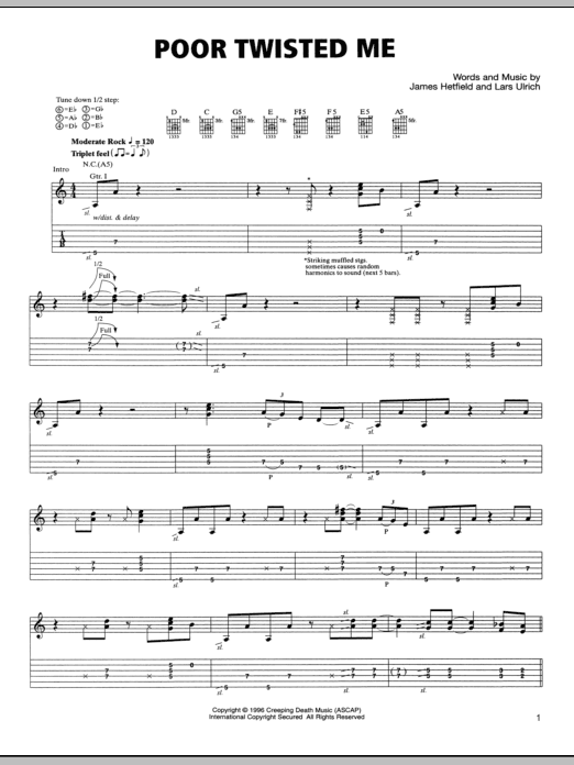 Metallica Poor Twisted Me Sheet Music Notes & Chords for Lyrics & Chords - Download or Print PDF
