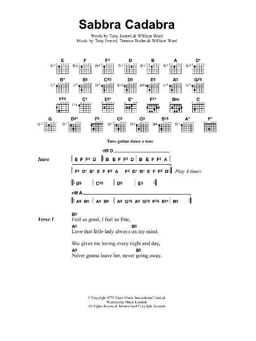 Metallica Sabbra Cadabra Sheet Music Notes & Chords for Bass Guitar Tab - Download or Print PDF