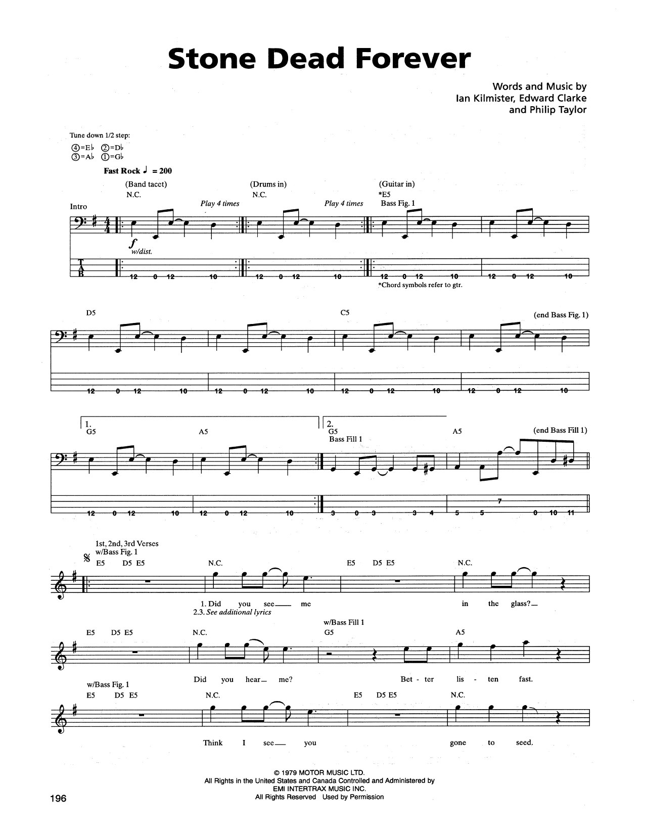 Metallica Stone Dead Forever Sheet Music Notes & Chords for Lyrics & Chords - Download or Print PDF