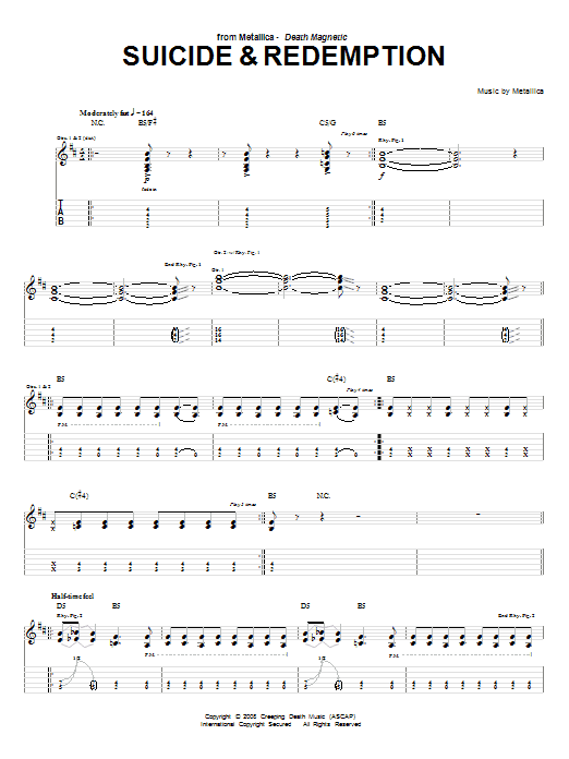 Metallica Suicide & Redemption Sheet Music Notes & Chords for Guitar Tab - Download or Print PDF