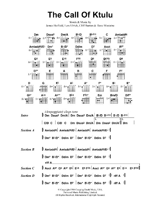 Metallica The Call Of Ktulu Sheet Music Notes & Chords for Guitar Tab - Download or Print PDF