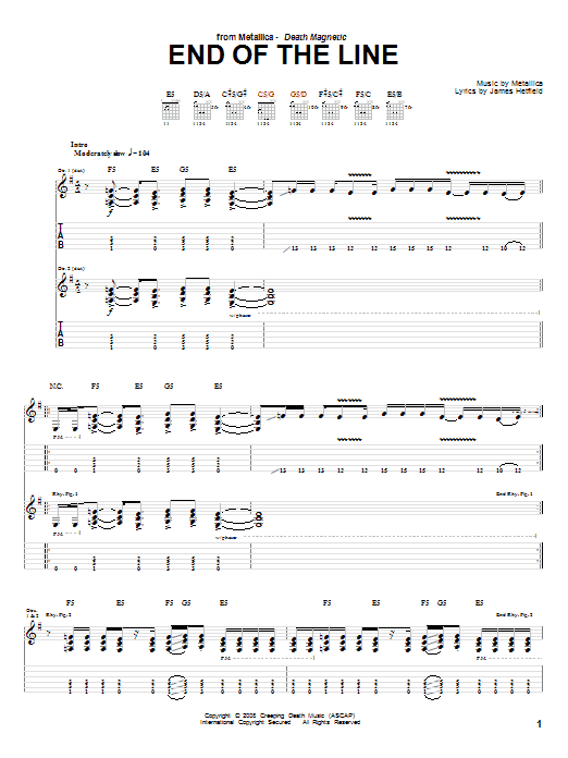 Metallica The End Of The Line Sheet Music Notes & Chords for Guitar Tab - Download or Print PDF