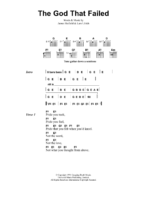 Metallica The God That Failed Sheet Music Notes & Chords for Bass Guitar Tab - Download or Print PDF