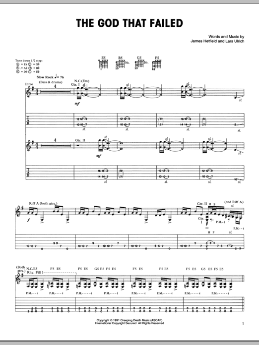 Metallica The God That Failed Sheet Music Notes & Chords for Guitar Tab - Download or Print PDF