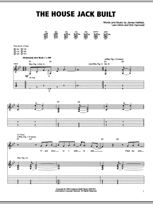 Metallica The House Jack Built Sheet Music Notes & Chords for Lyrics & Chords - Download or Print PDF
