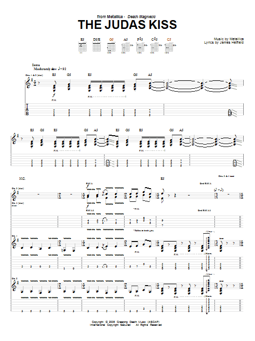 Metallica The Judas Kiss Sheet Music Notes & Chords for Guitar Tab - Download or Print PDF