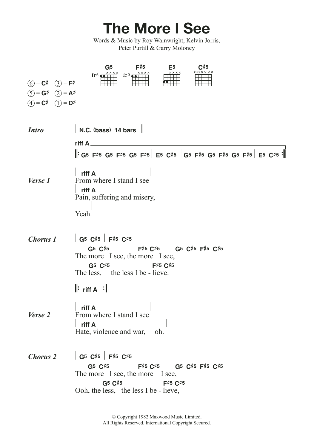 Metallica The More I See Sheet Music Notes & Chords for Lyrics & Chords - Download or Print PDF