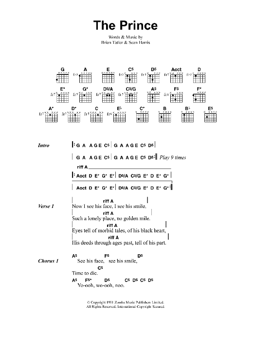 Metallica The Prince Sheet Music Notes & Chords for Lyrics & Chords - Download or Print PDF