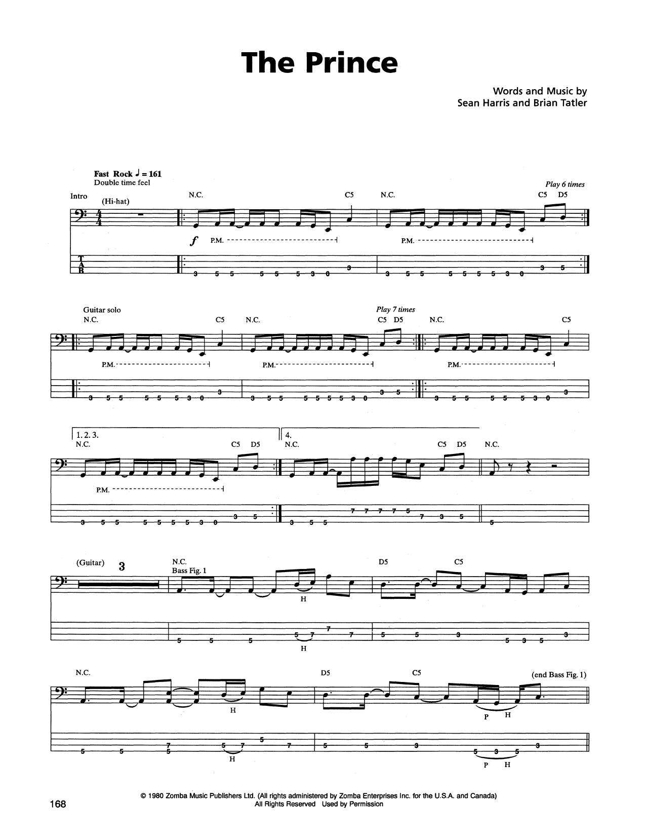 Metallica The Prince Sheet Music Notes & Chords for Lyrics & Chords - Download or Print PDF