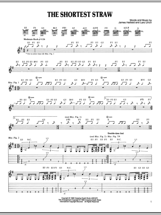 Metallica The Shortest Straw Sheet Music Notes & Chords for Guitar Tab - Download or Print PDF