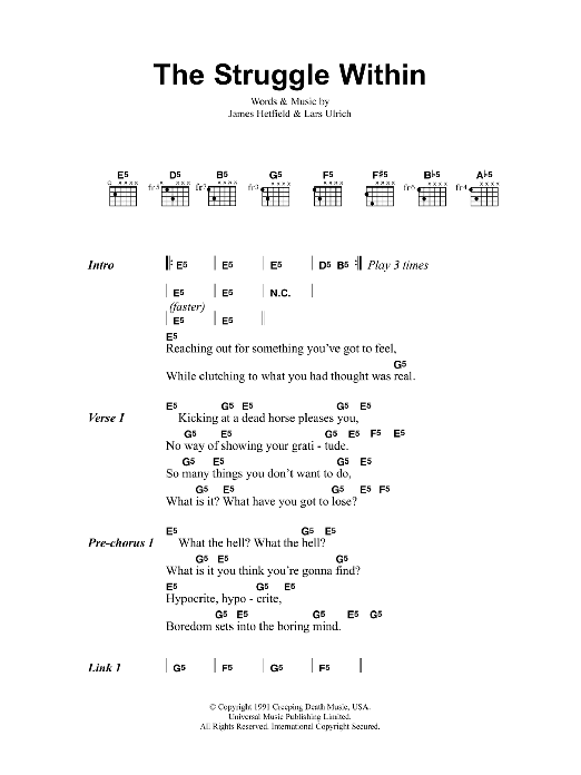 Metallica The Struggle Within Sheet Music Notes & Chords for Bass Guitar Tab - Download or Print PDF