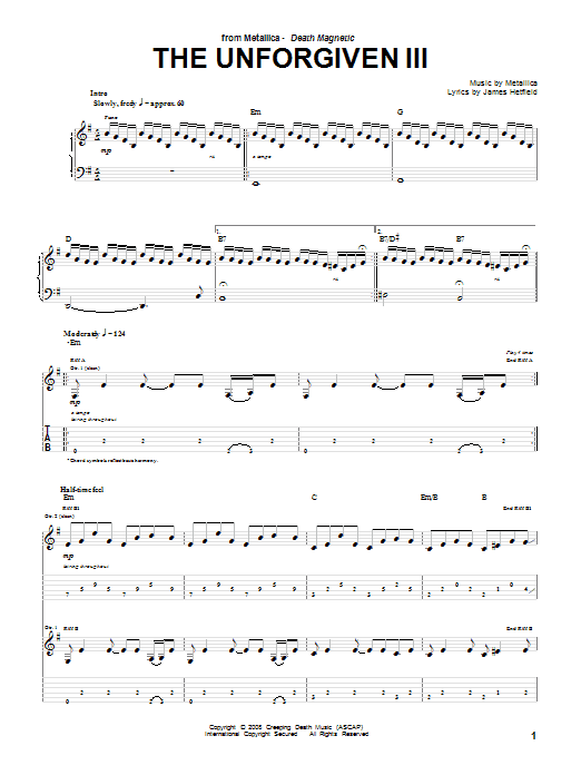 Metallica The Unforgiven III Sheet Music Notes & Chords for Drums Transcription - Download or Print PDF