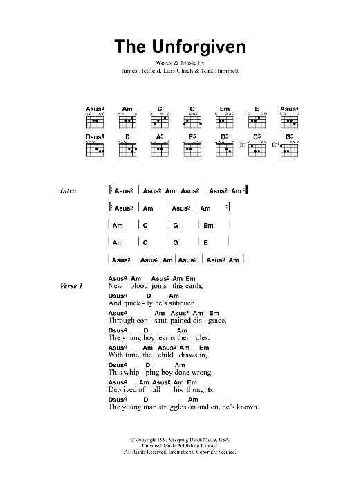 Metallica The Unforgiven Sheet Music Notes & Chords for Ukulele - Download or Print PDF