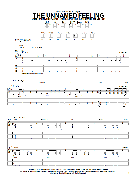 Metallica The Unnamed Feeling Sheet Music Notes & Chords for Bass Guitar Tab - Download or Print PDF