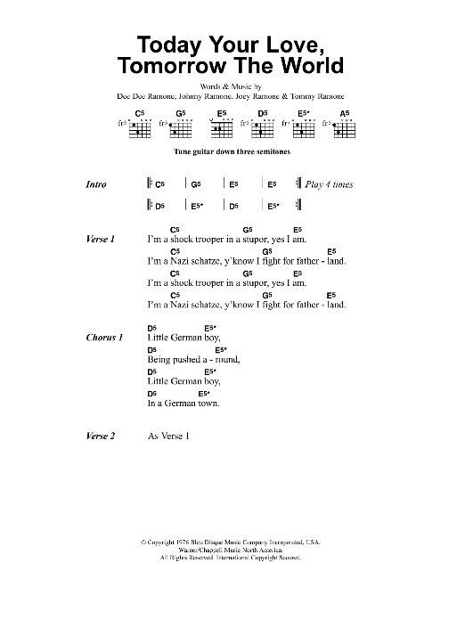 Metallica Today Your Love, Tomorrow The World Sheet Music Notes & Chords for Lyrics & Chords - Download or Print PDF