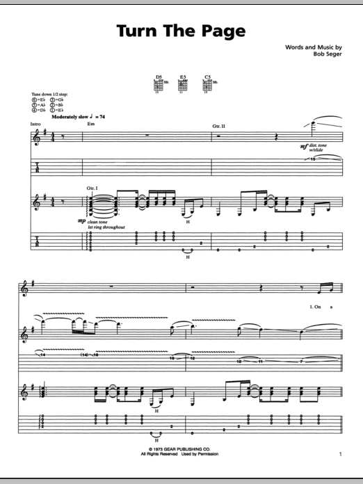 Metallica Turn The Page Sheet Music Notes & Chords for Bass Guitar Tab - Download or Print PDF