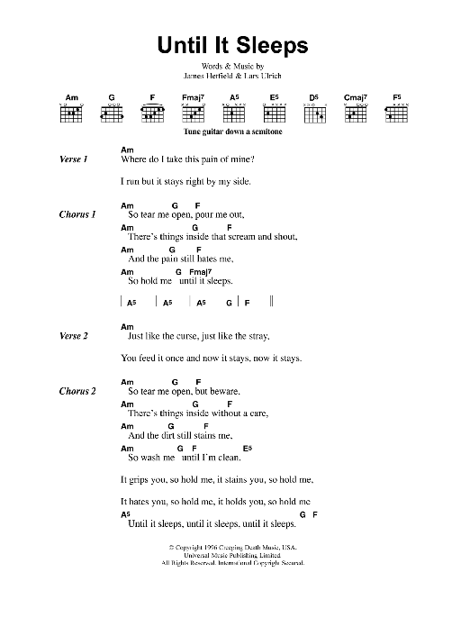 Metallica Until It Sleeps Sheet Music Notes & Chords for Ukulele - Download or Print PDF