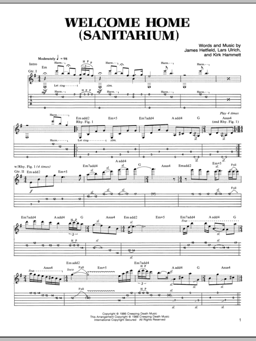 Metallica Welcome Home (Sanitarium) Sheet Music Notes & Chords for Drums Transcription - Download or Print PDF