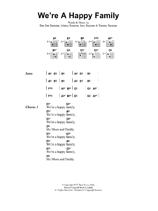 Metallica We're A Happy Family Sheet Music Notes & Chords for Lyrics & Chords - Download or Print PDF