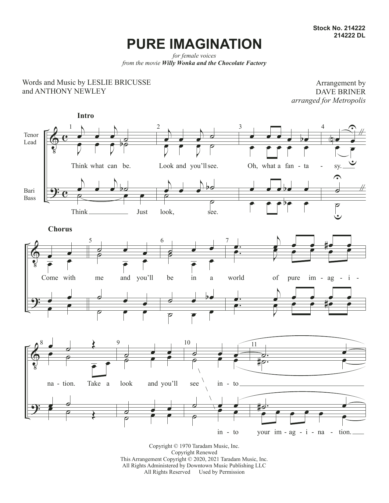 Metropolis Pure Imagination (arr. Dave Briner) Sheet Music Notes & Chords for SSAA Choir - Download or Print PDF